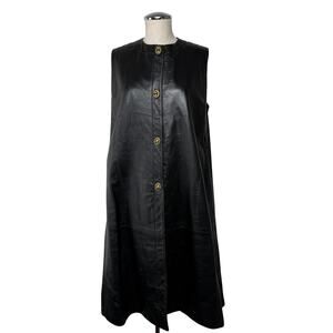 VTG 1970s Bonnie Cashin for Sills Black Leather ALine Minimal Dress Saks 5th Ave